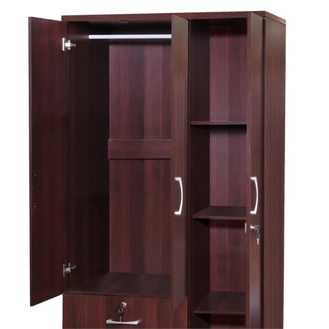 Pemberly Row Modern Wardrobe Armoire Closet with Two Drawers Mahogany Cover