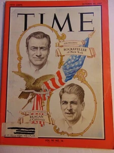 TIME MAGAZINE October 20 1967 Rockefeller Reagan Ticket - Foto 1 di 1