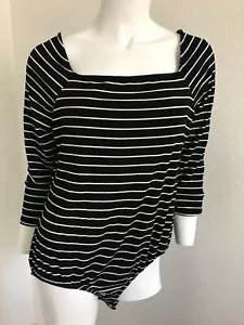Body para mujer NY Collection cuello cuadrado $40 negro blanco a rayas grande - Imagen 1 de 9