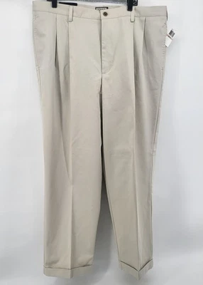 Pantalones Izod Para Hombre 42X32 Beige Heritage Plisados Rectos Puños Resistentes a las Arrugas Nuevos Foto 1 de 4