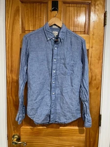 J.Crew Slim Untucked Men’s Shirt S Blue 100% Linen Button Down Baird McNutt - Picture 1 of 8