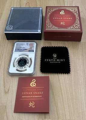 2025 Australia Opal Series Lunar Year of the SNAKE 1 oz Silver Proof ER NGC PF70 - Image 1 of 4