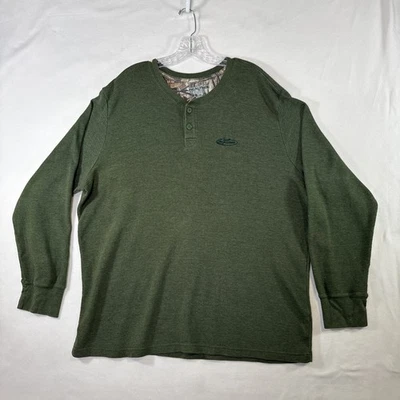 Realtree Mens Long Sleeve Waffle Knit Shirt Green Size 2XL Workwear - Image 1 of 4