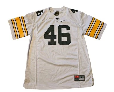 Nike Team Iowa Hawkeyes White Football Jersey #46 Youth Size L - Image 1 of 4