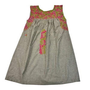 Mi Golondrina Women’s S Mini Dress Sleeveless Embroidered Crochet Ribbon Blue - Picture 1 of 24