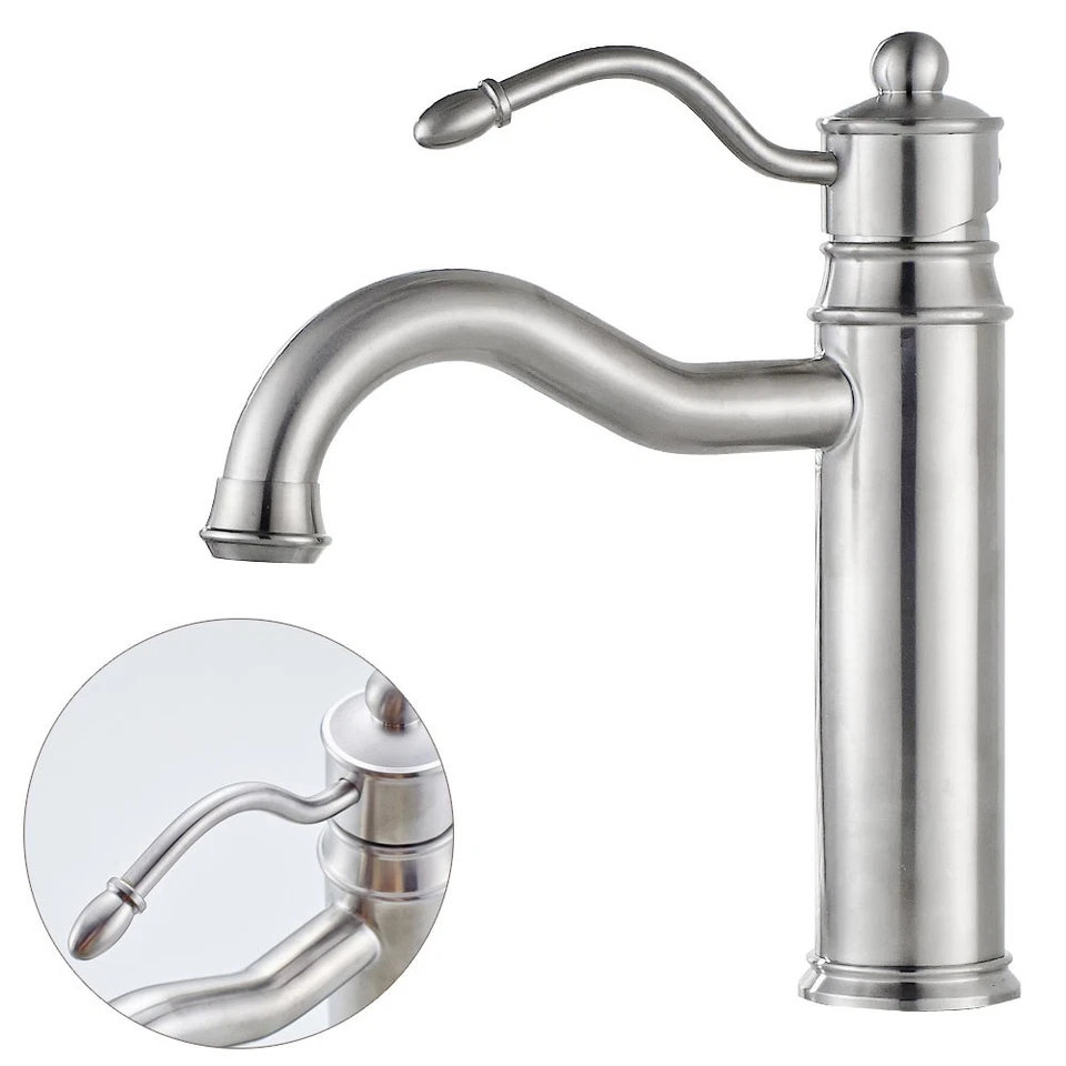 Rubinetto Monocomando Miscelatore Lavabo Bagno Acciaio Inossidabile Sanlingo - Immagine 1 di 1