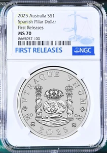 2025 P Pillar 1oz Silver NGC MS70 $1 Coin 225th ANN. OF AUSTRALIAN PROCLAMATION - Picture 1 of 2