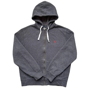 Vintage Polo Ralph Lauren Zip Up Hoodie Grey - Mens Large - Picture 1 of 8