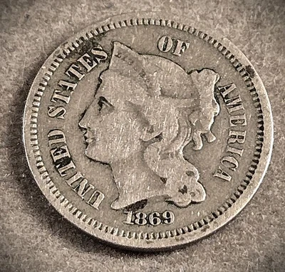 1869 3 CENT NICKEL ** A FINE COIN **   (7458) - Image 1 of 2