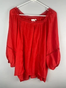 Zac & Rachel top size 2x coral boho peasant - Picture 1 of 7