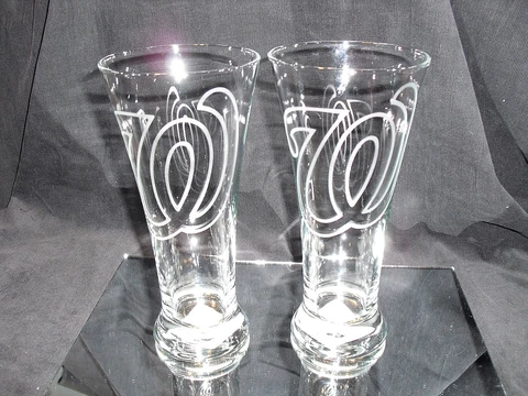 WASHINGTON NATIONALS 2 ETCHED LOGO 20 oz PILSNER GLASSES NEW Cover