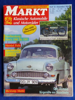 Oldtimer Markt Heft 12/1991 - Opel Olympia Simca Heinkel Lamborghini Muntz - Bild 1 von 3