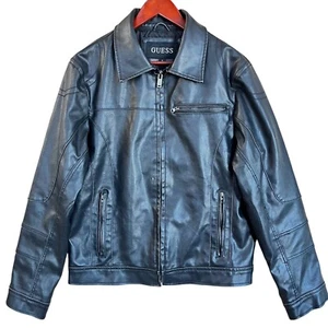 Guess Faux Leather Jacket Womens Small Black Motorcycle BikerCore - Picture 1 of 18
