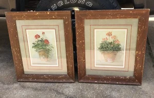 2 flores de arte de pared con estampado de decoración del hogar enmarcado - Imagen 1 de 3