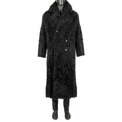 DOLCE & GABBANA RUNWAY $9.500 Oversize Long Lamb Fur Leather Coat Black 11225 - Image 1 of 4