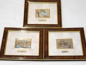 Malta Handpainted Brass Pictures Gold Art The Old City St Julians Bay Mosta Dome - Picture 1 of 5