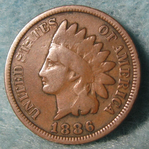 1886 Type 2 Indian Head Penny Small Cent United States Coin #259 Cover