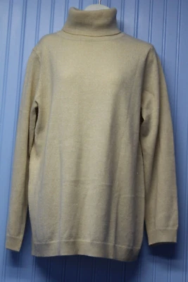 Susan Graver Marfil Con Brillo Dorado Manga Larga Cuello Tortuga Jersey Suéter S Foto 1 de 3