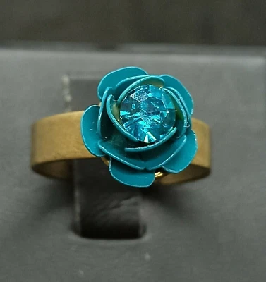 Anillo Michal Negrin Rosa Azul Turquesa Profundo Ancho Ajustable Esmalte Cristal 3D Foto 1 de 4