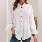 Women Long Sleeve Plain Button Shirt Top Lady Solid Casual Loose Blouse Autum [