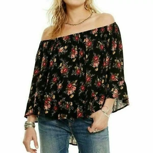 Blusa Denim & Supply Ralph Lauren Estampada Floral Top Hombro Descubierto S NUEVA 277953 - Imagen 1 de 5