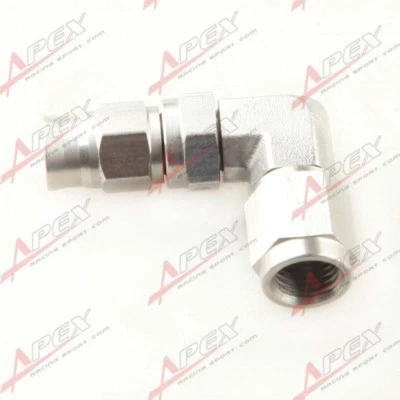 AN3 Stainless Steel JIC 90 Degree PTFE Swivel Hose End Fitting Female M10X1.0 - Image 1 of 4