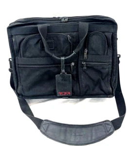 TUMI Black 18" Travel Portable Side Strap Shoulder Messenger Briefcase Bag - Picture 1 of 9