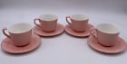 Ensemble parfait de 4 tasses à thé et soucoupes en porcelaine rose et blanche