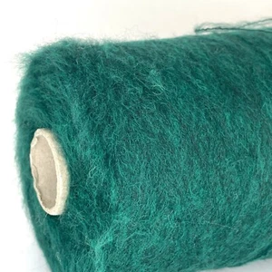 Green LACE WEIGHT WOOL FLUFFY Yarn on Cone for Knitting Crafts *USA TARIFF FREE* - Picture 1 of 4