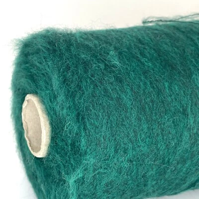 Green LACE WEIGHT WOOL FLUFFY Yarn on Cone for Knitting Crafts *USA TARIFF FREE* - Image 1 of 4