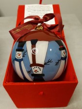 PALLA DI NATALE BNL ANNO 2012 GRANDE DIAM. 10CM VETRO DECORATA A MANO NUOVA!