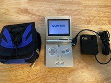 Nintendo Game Boy Advance SP Silver/Platinum Handheld System with charger & case