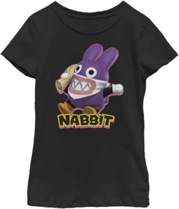 NINTENDO Super Mario NABBIT Action Pose Girls T-Shirt BLACK Large 10/12 Tee NEW - Picture 1 of 6