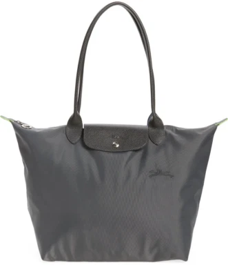 NWT LONGCHAMP Le Pliage Large Foldable Nylon Shoulder Tote GRAPHITE Gray AUTHNTC - Image 1 of 4