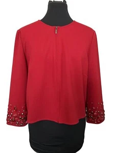 Anne Klein Damen roter Blazer Jacke mit Schmucksteinen Größe M Einzelhandel 129 $. Neu mit Etikett - Bild 1 von 8