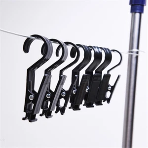 4PCS/pack Black Plastic Hook Hangers Hanging Clips For Clothes & Accessories - Picture 1 of 4