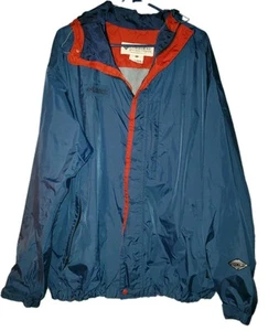 Columbia Sportswear Omni Tech Waterproof Rain Blue Red Jacket Mens XXL - Picture 1 of 21