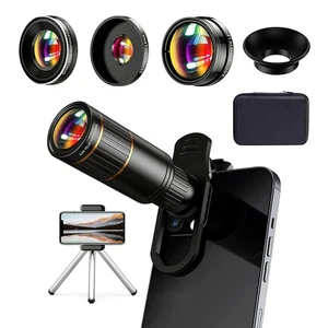 Kit Obiettivo Fotocamera Telefono 4 in 1 Aggiornato, Vieni con Teleobiettivo 22X, 205° Pesce... - Foto 1 di 7