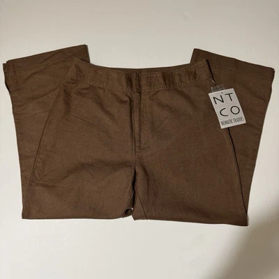 Pantalones capris NTCO Nomadic Traders para mujer talla 4 marrón lino algodón frente plano Foto 1 de 4