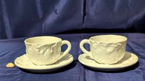 2 Bordallo Pinheiro White Maple Leaf Demitasse cup and saucers. No Chips! - Picture 1 of 5