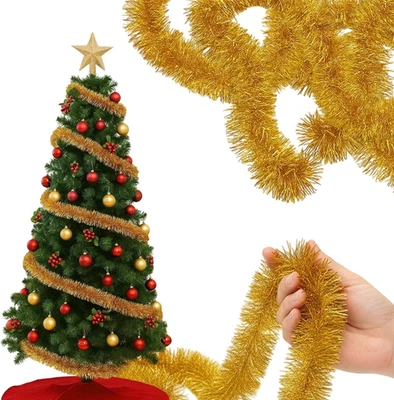 Goldene Lametta Girlande 6 Stück 2 Meter festliche Weihnachtsdeko Baum - Bild 1 von 4