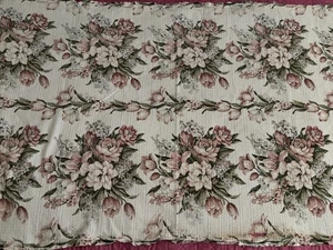 Vintage 2 Yds Saison Französisches Land Rosa Rosen Tulpen Blumen Rindenstoff 81"x45" breit - Bild 1 von 12