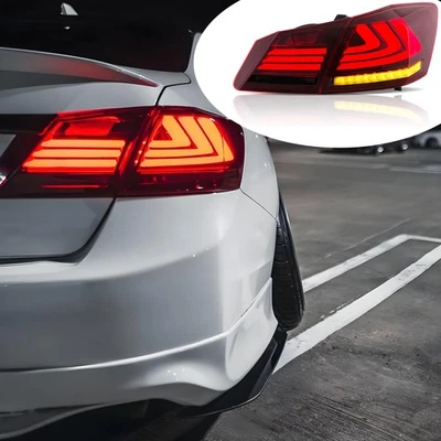 2013-2015 LED Tail Lights Red+Smoked Lens For Honda Accord 4-Door Sedan A Pair — 第 1/4 张图片