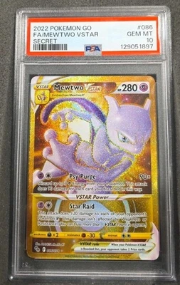 POKEMON CARD MEWTWO VSTAR SECRET RARE 86 POKEMON GO #86 GRADED PSA 10 GEM MINT - Image 1 of 3