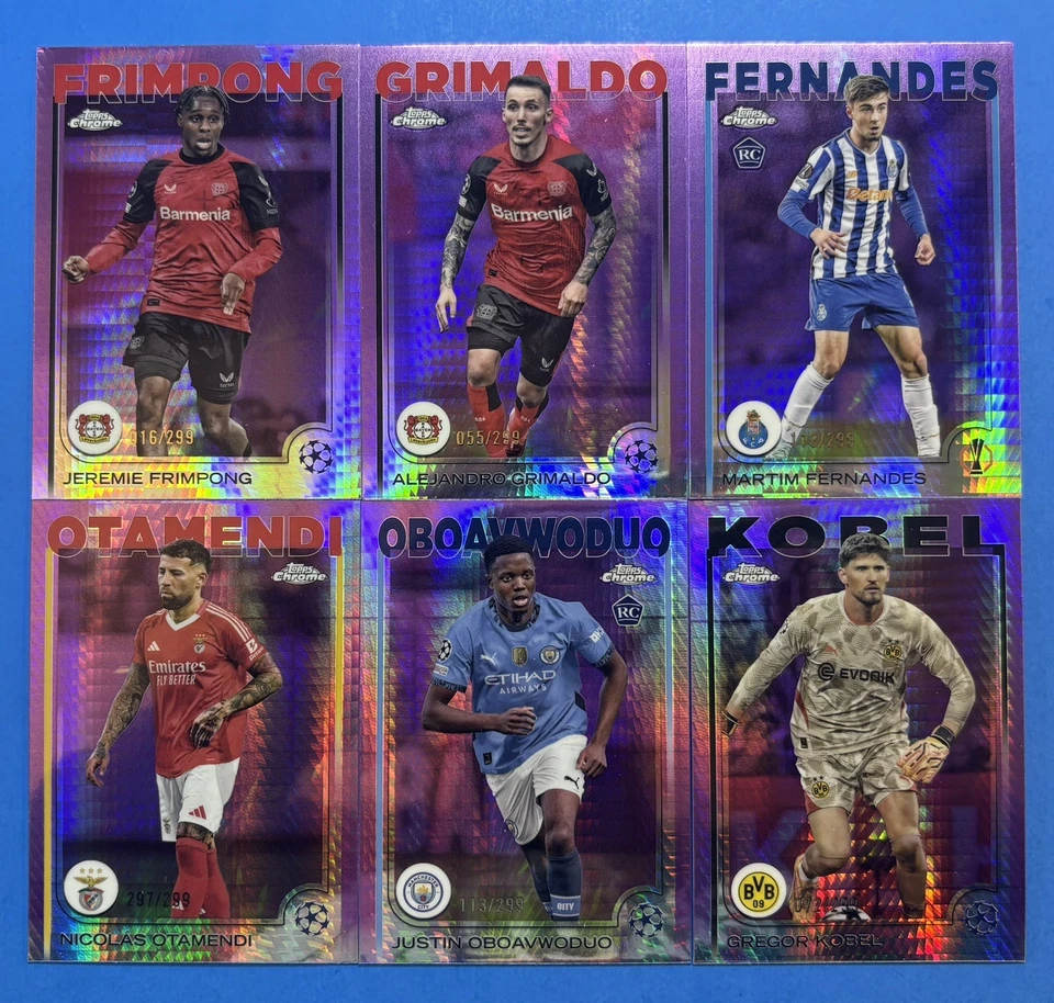 Lote de tarjetas 2024-25 Topps UEFA cromo violeta refractor/299 (6) Foto 1 de 1