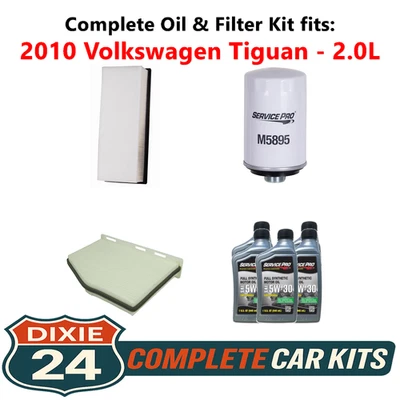 2010 Volkswagen Tiguan 2.0L Complete Air, Oil & Cabin Filter Kit (5W-30) Foto 1 de 4
