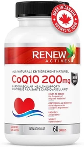 Renew Actives CoQ10 Ubiquinone Supplement 200MG per Serving 60 Capsules 08/25 - Picture 1 of 4