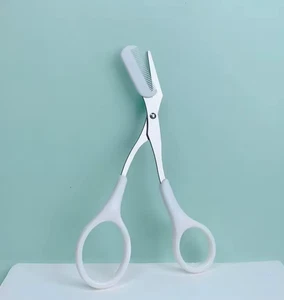 Eyebrow Eyelash Hair Scissors with Comb Stainless Steel Titanium Eyebrow Trimmer - Picture 1 of 1
