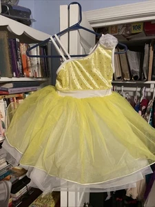Sunshine Yellow Dance Pageant Church Dress Size 1 C Child Fits Like Size 5 6 7 - Picture 1 of 5