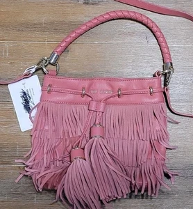 NEW Ted Baker PARALEE Braided handle fringe mini bucket bag - DEEP PINK - Purse - Picture 1 of 9